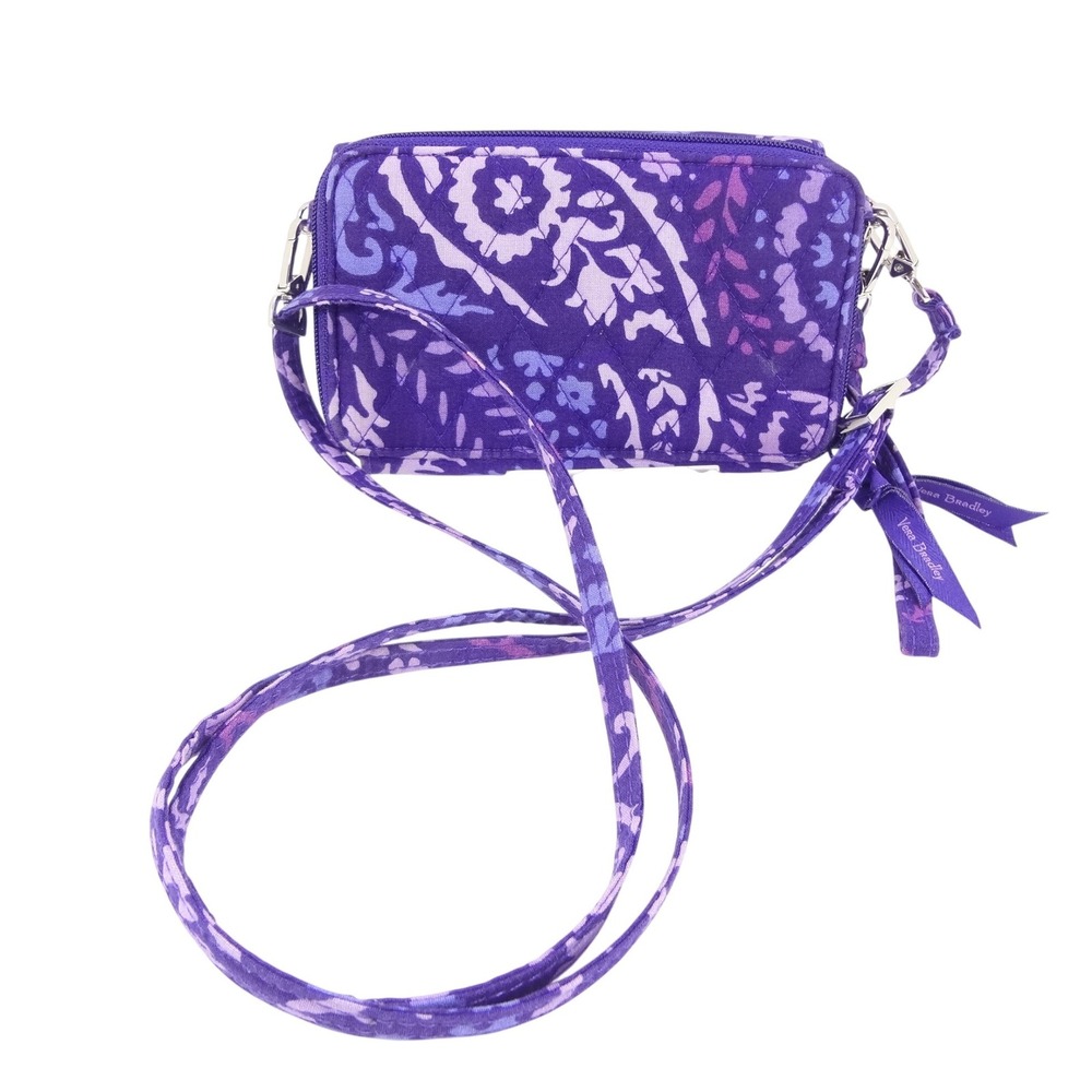 Vera Bradley Paisley Amethyst RFID All In One Crossbody Wallet/Wristlet - Picture 4 of 9